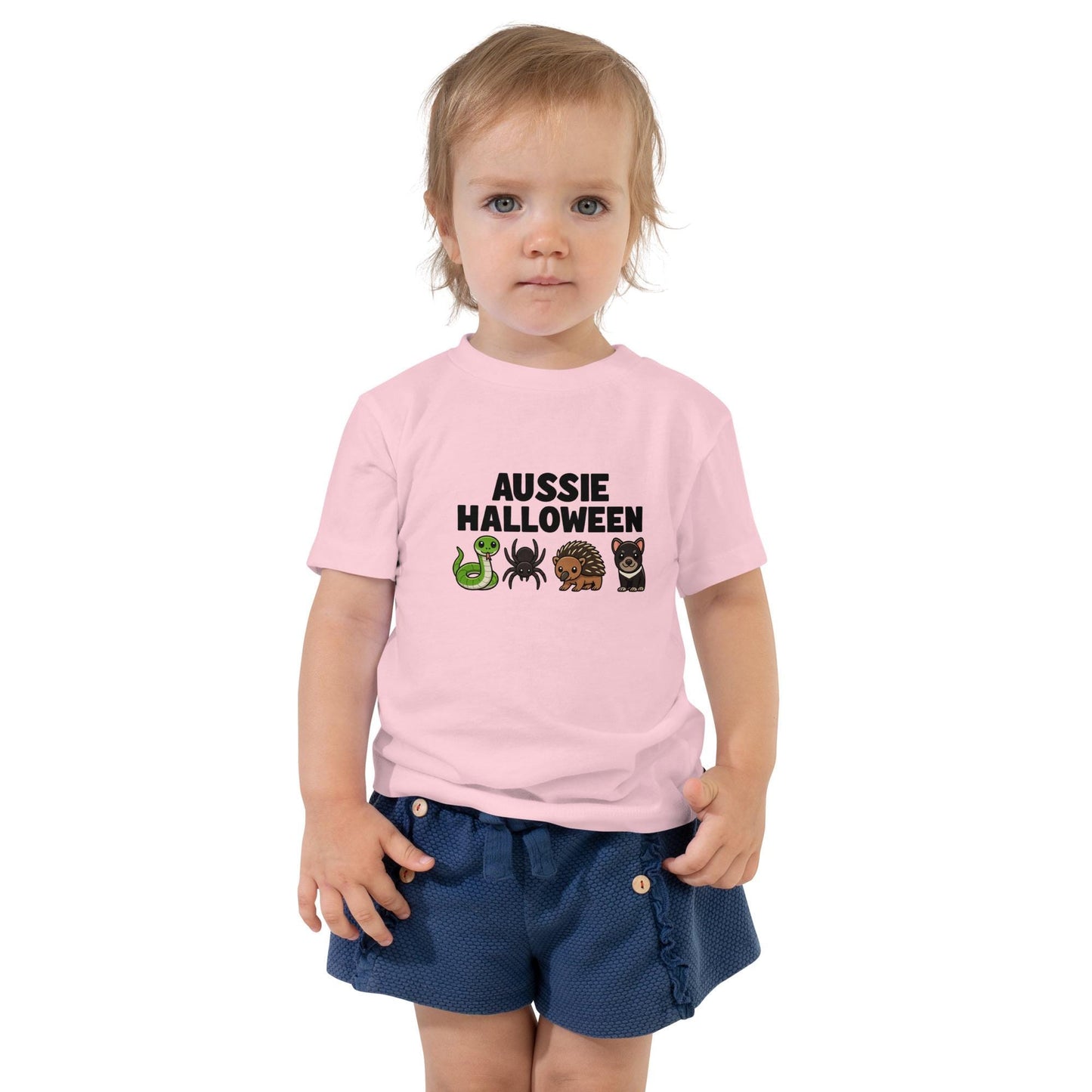 Toddler Aussie Halloween - Little Kids Short Sleeve Tee, Scary Halloween in the Cutest Way Possible