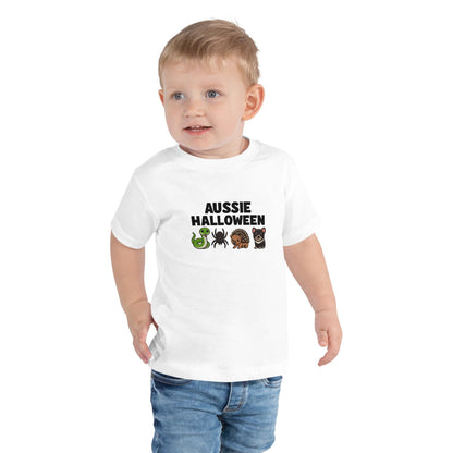 Toddler Aussie Halloween - Little Kids Short Sleeve Tee, Scary Halloween in the Cutest Way Possible