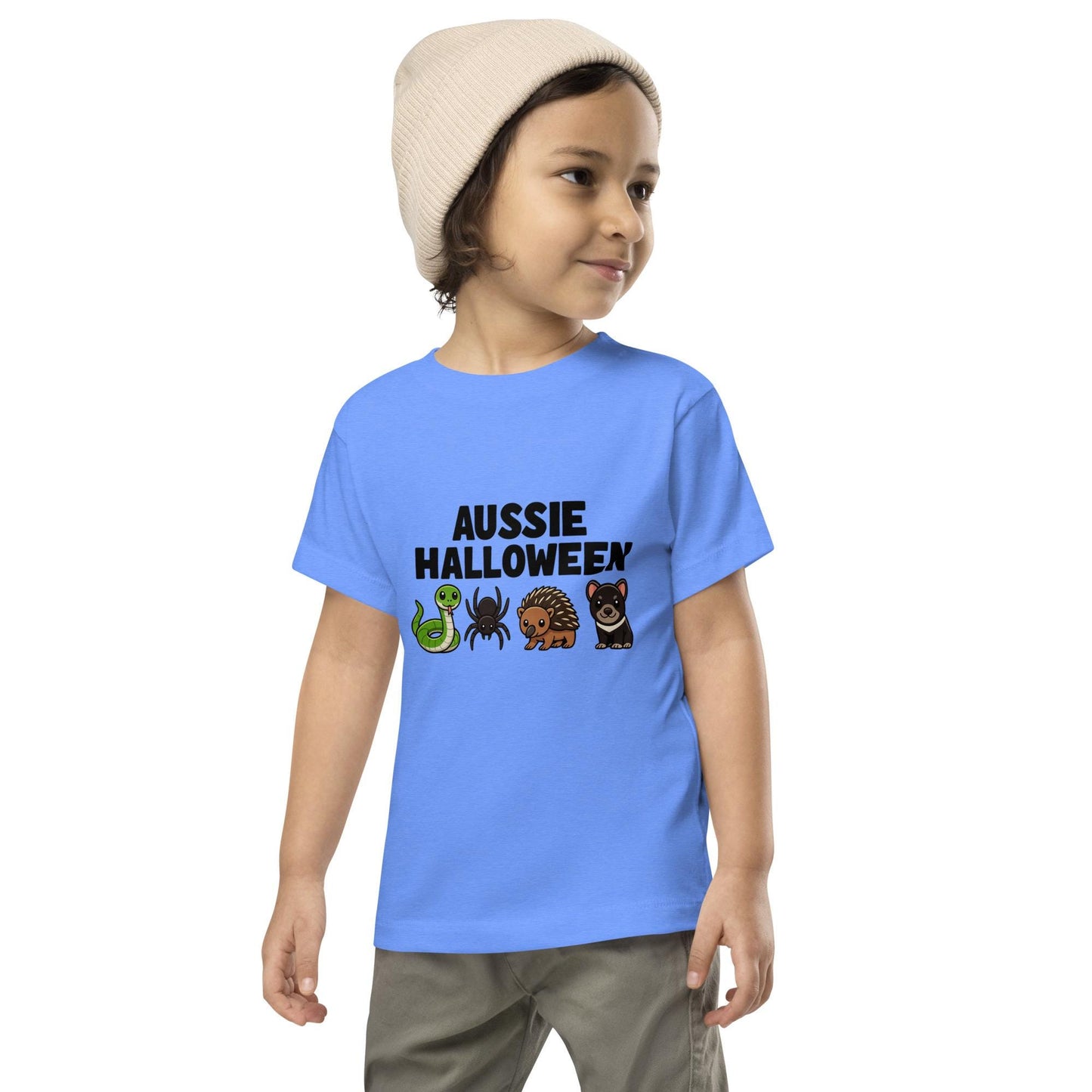 Toddler Aussie Halloween - Little Kids Short Sleeve Tee, Scary Halloween in the Cutest Way Possible