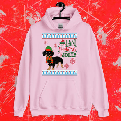 Dachshund Ugly Christmas Hoodie - I'm Freaking Jolly