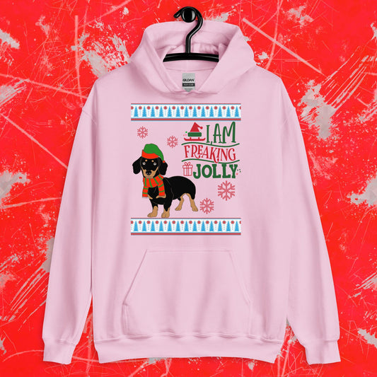 Dachshund Ugly Christmas Hoodie - I'm Freaking Jolly
