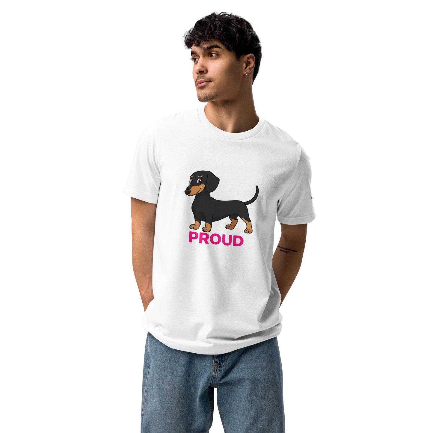 Proud Dachshund Unisex Tee: Pink Text, Sausage Dog Lover Gift