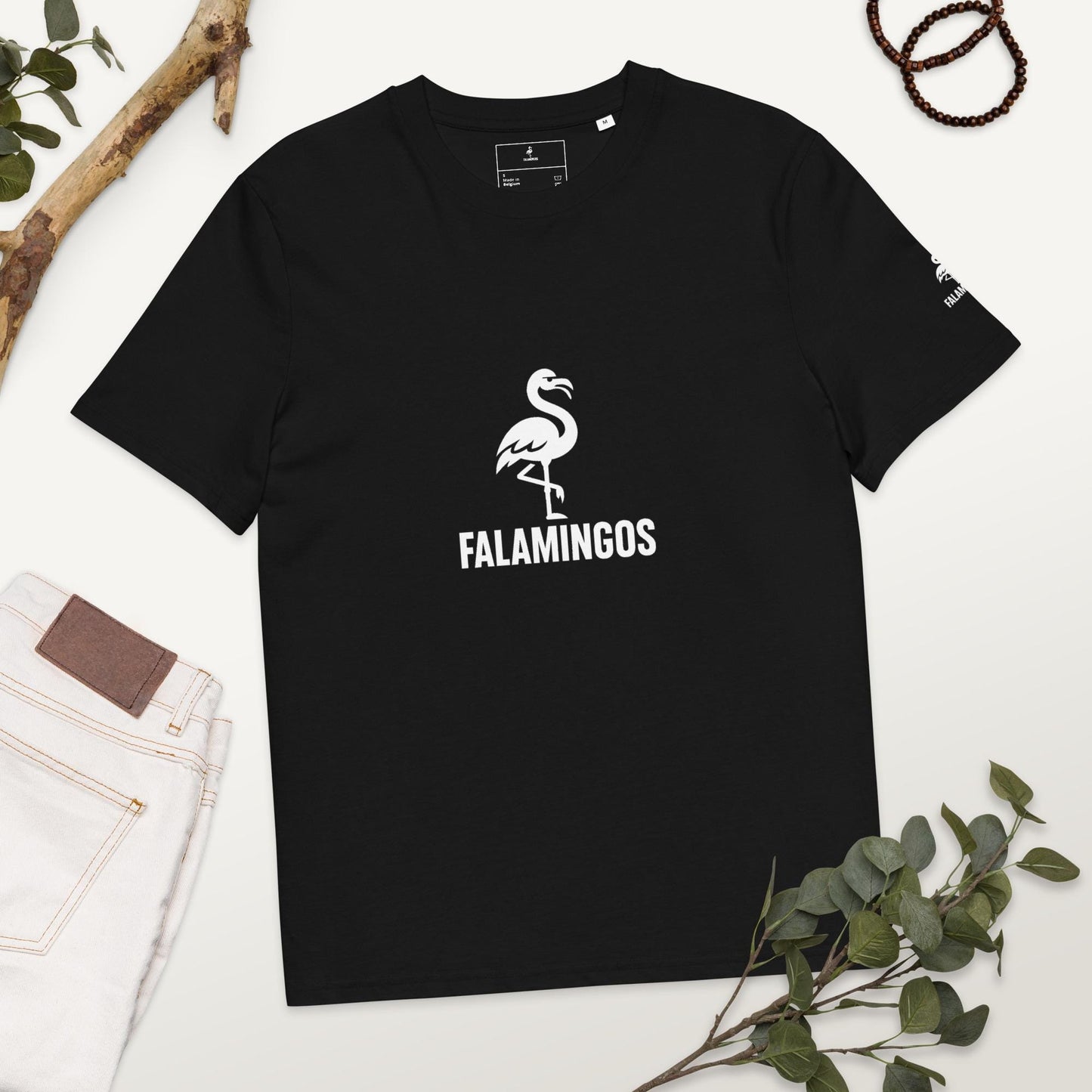 Falamingos flagship design - Unisex organic ribbed neck t-shirt