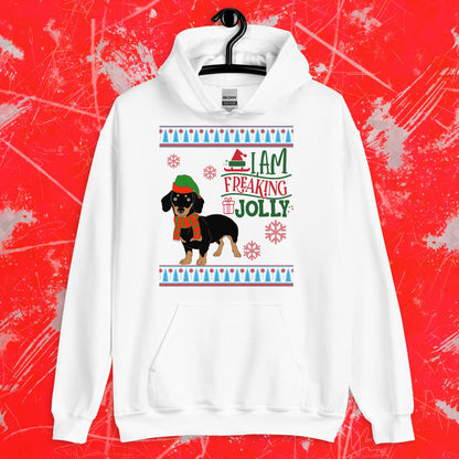 Dachshund Ugly Christmas Hoodie - I'm Freaking Jolly