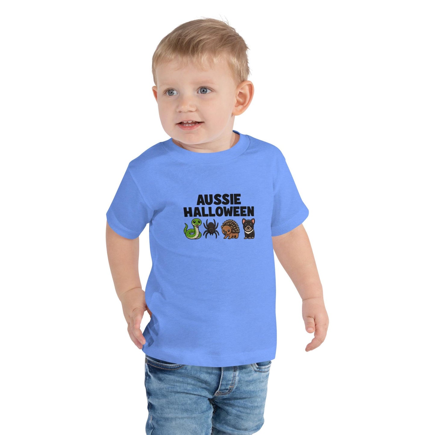 Toddler Aussie Halloween - Little Kids Short Sleeve Tee, Scary Halloween in the Cutest Way Possible